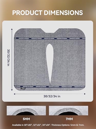 Harrison Howard Western Saddle Pad Liner, Thin Wool Felt Under Pad with Spine Cutout, Shock Absorbing Sweat Barrier - color: Gray, size: 32"Lx32"W-5mm Thick