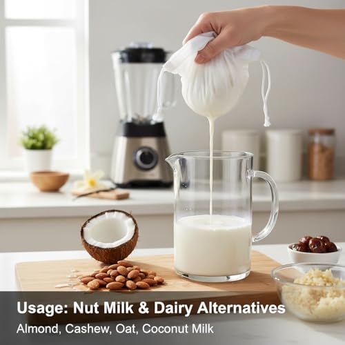 Kimmama Nut Milk Bag, Cheese Cloth Bag for Straining, Nylon, 7.9x11.8",4Pcs