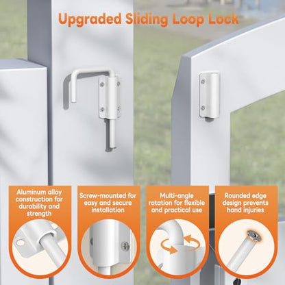 Upgraded Sliding Door Loop Lock, Gate Latches, White - color: White-1PC