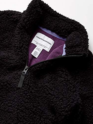 Amazon Essentials Girls' Long Sleeve Sherpa Fleece Quarter-Zip Pullover Jacket, Insulated - color: Black, size: X-Large