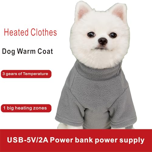 MYI Winter Heated Dog Electric Warm Coat Clothes for Small Medium Large Dogs Outside/Inside Cold Weather Jacket pet Vest Gray M(NOT Included Batteries) - color: Gray, size: Medium(Back length 9.8 Inch)