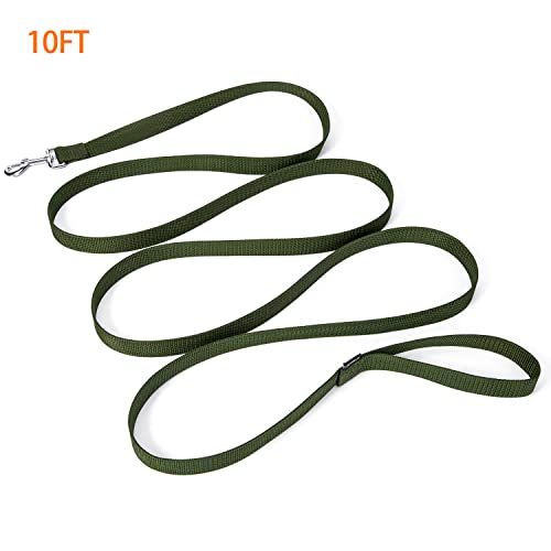 Strong Durable 10ft Nylon Dog Training Leash, 1 Inch Wide Traction Rope, for Small and Medium Dog (Military Green, 10 Feet) - color: Military green, size: 10 Feet