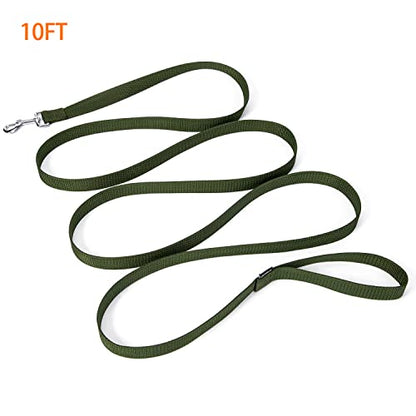 Strong Durable 10ft Nylon Dog Training Leash, 1 Inch Wide Traction Rope, for Small and Medium Dog (Military Green, 10 Feet) - color: Military green, size: 10 Feet