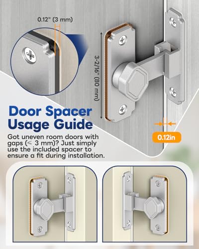Pocket Door Lock, 90 Degree Latch, Barn Door Hardware Silver 4PCS - color: Silver-4 Pcs