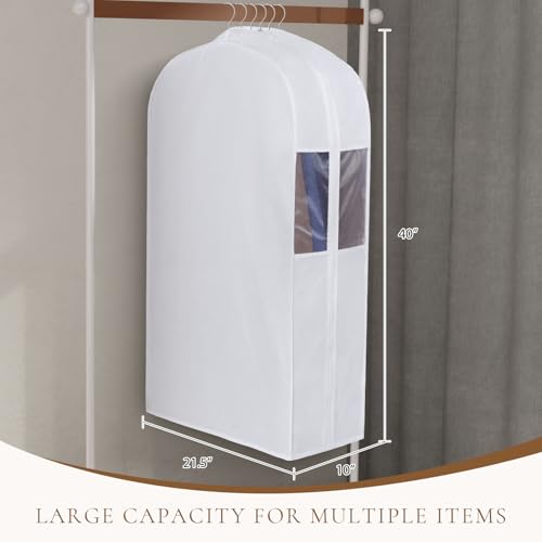 Univivi 40 Inch Cotton Garment Bags for Hanging Clothes 4 Pack, White - size: 40 Inch - 4 Pack