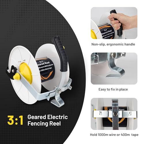 3:1 Geared Electric Fencing Reel, Electric Fence Wire Reel 2Pack - size: 0 feet x 2 standard reel