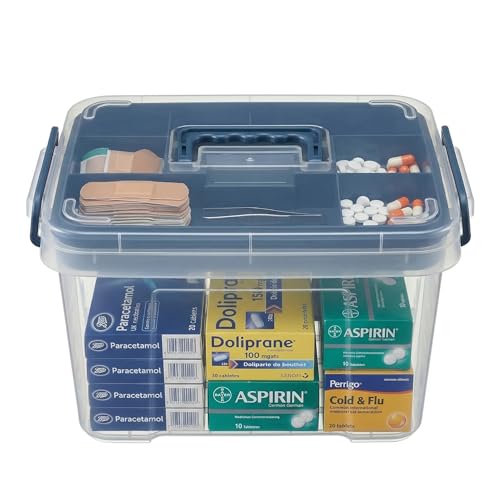 Pulseplay Clear Medicine Storage Box with Handle Blue - color: Blue