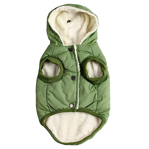 Vecomfy Warm Dog Coats with Hoodie,Winter Dog Jackets for Medium Dogs - color: Green, size: Large