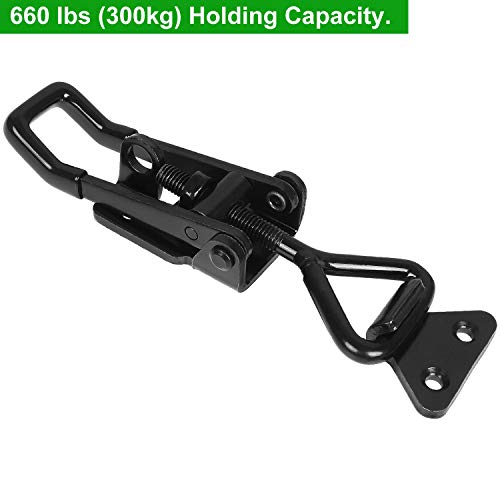 4PCS Toggle Latch Clamp 660 lbs Adjustable Toggle Latch Black Toggle Clamp GH-4003 Lockable Quick Release Pull Latch Hasp Metal Draw Latch for Door, Box Case Trunk, Smoker Door, Jig - color: Black-4pcs-660lbs
