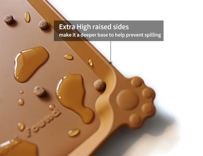 Hoki Found L Silicone Non Slip Pet Dog Cat Bowl Mats - Placemat - Feeding Mat - Waterproof - For Carpet - Butterscotch - color: Butterscotch, size: 22" x 14"