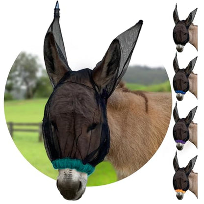 Donkey Fly Mask with Long Ears - (Aqua) Small Donkey Fly Mask with Ears Protection from Insects and Bugs, Soft Mesh Fabric with Adjustable Fastener, Flymask for Donkeys Made in USA - color: Aqua, size: Small Donkey