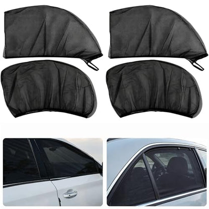 4 PCS Car Window Sun Shade Cover, Breathable Mesh Side Window Sunshades, UV Glare Protection Privacy Screens, NewCar Window Screens, Cover Full Window Universal for Most Cars SUVs
