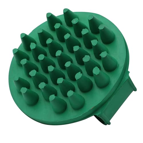 Grewal Equestrian Round Curry Comb with Handle (Dark Green) - color: Dark Green
