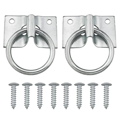 2inch Hitching Ring ZZLZX 2 Set 2-in Hitch Ring with Plate, Wall Mount Hitching Ring Hooks with Screws, Cross Tie Plate with 2inch Cross Tie Ring, International Equestrian Cross Tie Ring