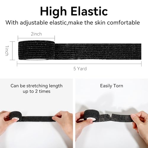 Self Adhesive Bandage Wrap,Bandage Tape,Medical Tape,Vet Tape - color: Black, size: 1inch*16rolls