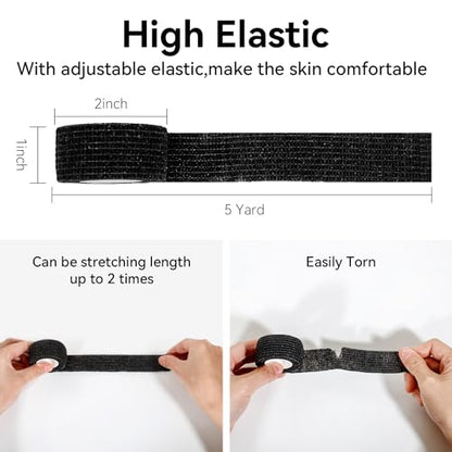 Self Adhesive Bandage Wrap,Bandage Tape,Medical Tape,Vet Tape - color: Black, size: 1inch*16rolls