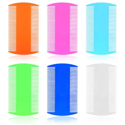 Ymapinc 6Pcs Double Sided Fine Tooth Lice Comb in 6 Colors