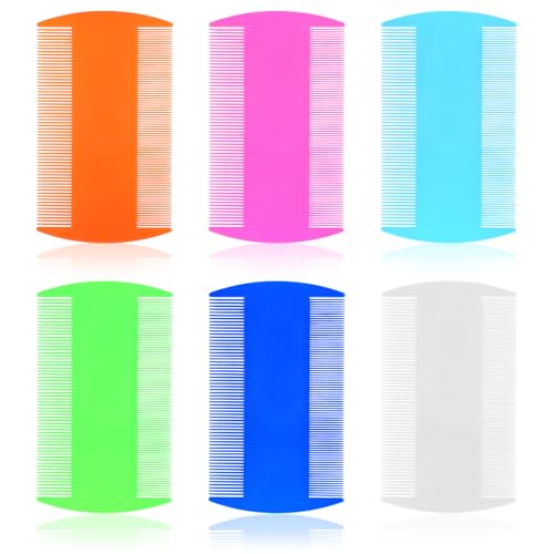 Ymapinc 6Pcs Double Sided Fine Tooth Lice Comb in 6 Colors