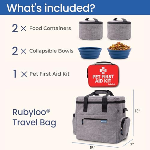 Rubyloo Pet Travel Bundle – Original Doggy Bag (Grey) + Vet-Approved Pet First Aid Kit for Dogs & Cats