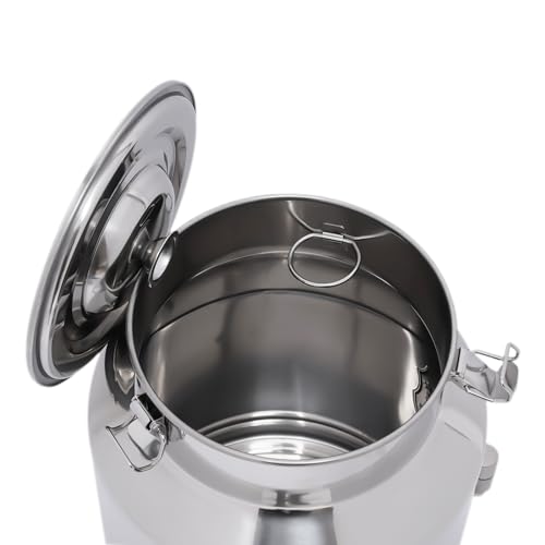 DYNAMI 7.4Gal 304 Stainless Steel Milk Bucket With Faucet,Thickened Stainless Steel Milk Can with Sealing Lid,Large Liquid Container Storage,for Milk,Wine, Oil Storage Transport (28L/7.4gal,w/Faucet) - size: 7.4gal
