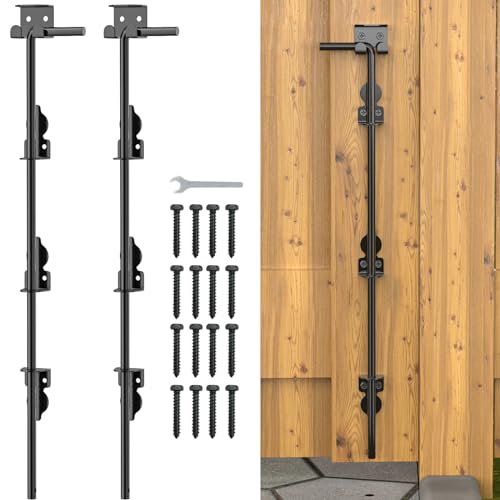 24" Cane Bolt Drop Rod for Gate, Heavy Duty Gate Latch 2 Pack - color: 24"-Black, size: 2 Pack