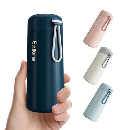 8 oz Water Bottles Made of 304 Stainless Steel, Small Water Bottles Double Wall Vacuum Insulation for Hot&Cold Drinks, Water Bottle Purse with Carry Handle - 100% Leakproof(Dark-Blue) - color: Dark Blue, size: 8.5 Ounces