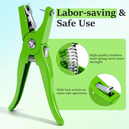 Livestock Ear Tag Pliers Universal Livestock Ear Tag Puncher Tagger Ear Tag Applicator for Livestock Cattle Cow Pig Sheep Goat (Green)