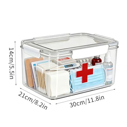 Large Pet First Aid Kit Bin Empty, First Aid Box, Acrylic Medicine Kit Case Organizer Empty, First Aid Kit Supplies Organizer for Emergency Set (White)