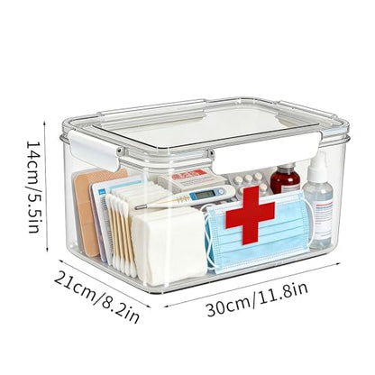 Large Pet First Aid Kit Bin Empty, First Aid Box, Acrylic Medicine Kit Case Organizer Empty, First Aid Kit Supplies Organizer for Emergency Set (White)