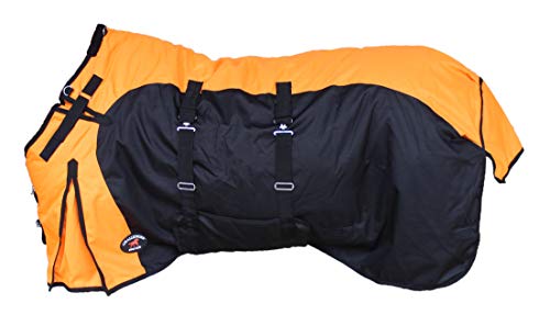 Challenger 1200D Horse Turnout Waterproof Heavy Weight Winter Blanket 5EE20OR - color: Orange/Black, size: 72 inches