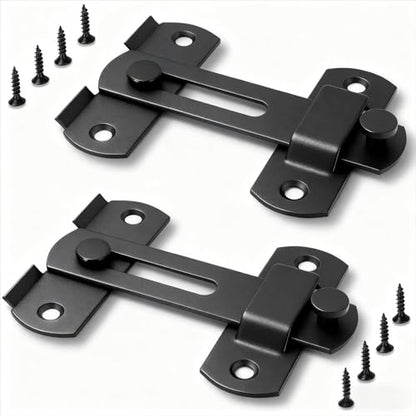 2 Pack Premium Barn Door Lock, 4-Inch Sliding Door Latch, Black - color: Black