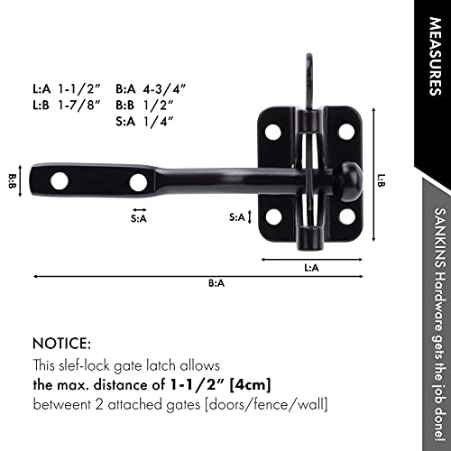 Self Locking Gate Latch for Wooden Fence with Pull String, 2pcs | Automatic vinyl gate latch, post mount automatic gravity fence latches for pool/garden/shed - size: With Pull Ring