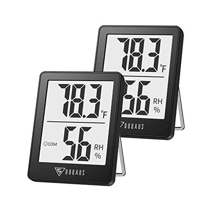 DOQAUS 2 Pack Digital Hygrometer Indoor Thermometer Humidity Meter - color: Black, size: 2 Pack