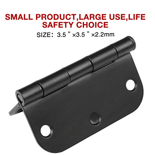 TDCHINGES 3 1/2" Matte Black Door Hinges 3.5 Inch Rounded Flat 18 Pack - color: Matte Black, size: 18 Pack