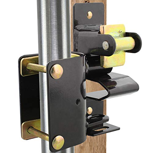 Ruralty Livestock One Way Latch for Cattle Gate - Black Farm Gate Metal Gate Latch 1 Way for Horse Corrals, Ranches