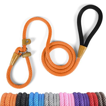 Dog Leash Slip Lead Braided Rope Pet Training Loop Leashes 5ft 6ft 8ft - color: Orange