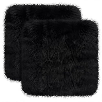 Drydiet 2 Pcs Natural Sheepskin for Bed Sores 17x17 in,Square,Black - color: Black, style: Square