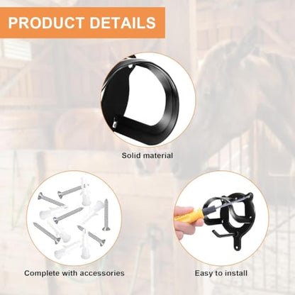 Horse Bridle Racks 16 Counts Metal Hanger Black Bridle Hooks | Horse Tack Storage Halter Hooks, Barn Supplies Bracket, With Screws Tubes, Stable Organization Tool, Horse Barn Supplies