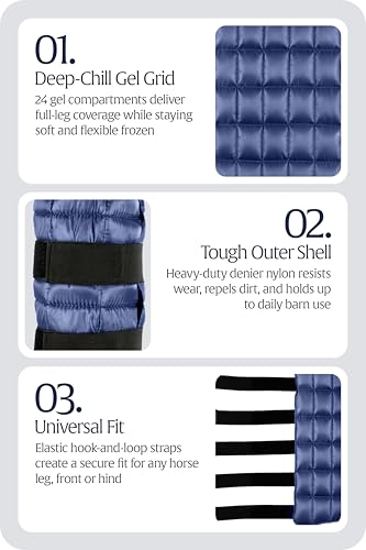 Equinavia Cool Relief Therapy Equine Ice Boots for Horses-Gel Cooling Wraps - color: Navy Blue