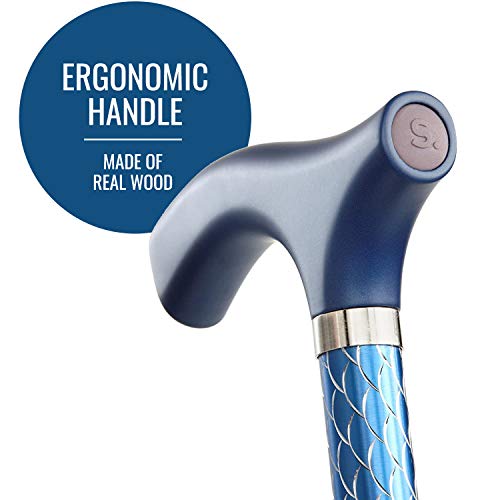 Switch Sticks Folding Walking Cane For Women & Men - color: Engraved Azure