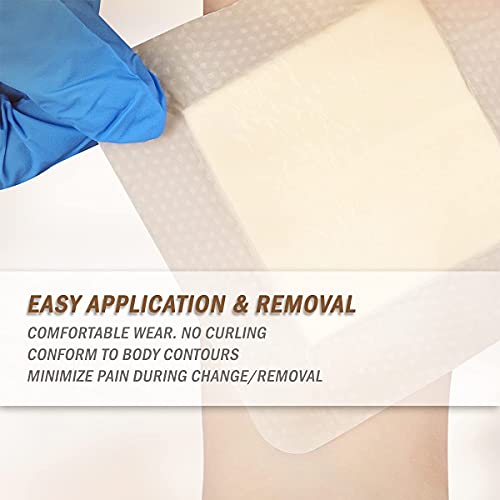 EVERLIT Care Silicone Foam Dressing with Adhesive Border | Highly Absorbent Hypoallergenic Bandages for Chronic Wounds, Bed Sores, Pressure Ulcers | Gentle & Secure Adhesion (4" x 4" | 10 Pack) - size: 10 Count (Pack of 1)