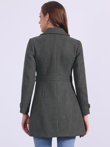Allegra K Women's Winter Classic Overcoat with Pockets Single Breasted Coat - color: Dark Grey, size: Small
