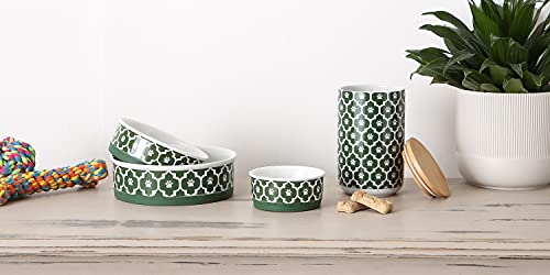 Bone Dry Lattice Collection Pet Bowl & Canister, Treat Canister, 4x6.5 inches, Hunter Green - color: Hunter Green, size: Treat Canister, 4 x 6.5 in (Pack of 1)