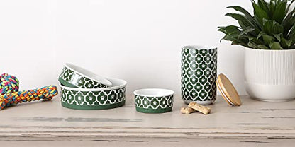 Bone Dry Lattice Collection Pet Bowl & Canister, Treat Canister, 4x6.5 inches, Hunter Green - color: Hunter Green, size: Treat Canister, 4 x 6.5 in (Pack of 1)