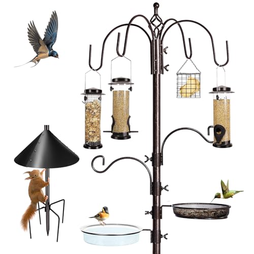 YINGYM 6-Hook Bird Feeding Station Kit with Squirrel Baffle, 94 Inch - size: 94 Inches with Squirrel Baffle
