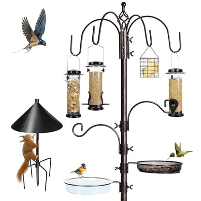 YINGYM 6-Hook Bird Feeding Station Kit with Squirrel Baffle, 94 Inch - size: 94 Inches with Squirrel Baffle