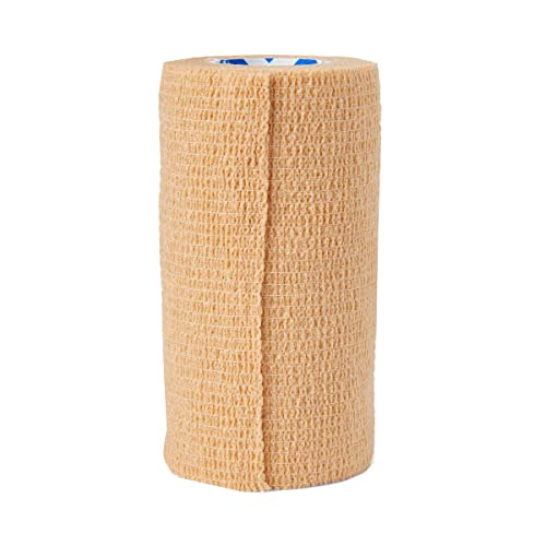 Medline Self-Adherent Cohesive Wrap Bandage, Latex-Free, 4" x 5 yd, Tan, 18 Count - size: 4" x 5 yd
