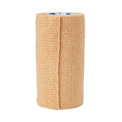 Medline Self-Adherent Cohesive Wrap Bandage, Latex-Free, 4" x 5 yd, Tan, 18 Count - size: 4" x 5 yd