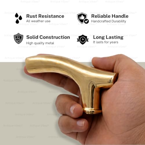 Walking Stick Handles Replacement with Brass Collar Ring Pet Handle for Wood Canes Costume Prop Casual Unisex Gift