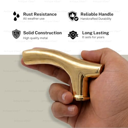 Walking Stick Handles Replacement with Brass Collar Ring Pet Handle for Wood Canes Costume Prop Casual Unisex Gift